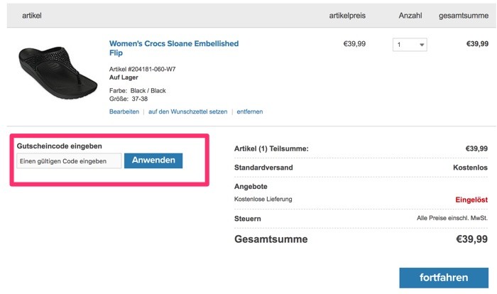 So lösen Sie einen Crocs Gutscheine ein