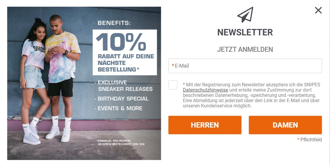 Snipes Newsletter Anmeldung