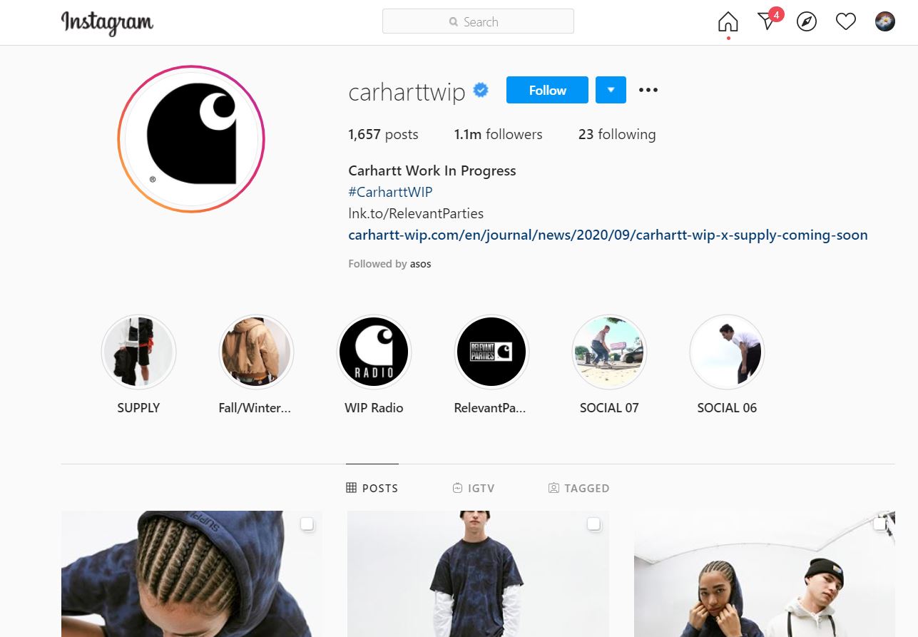 Carhartt Instagram Verbindung