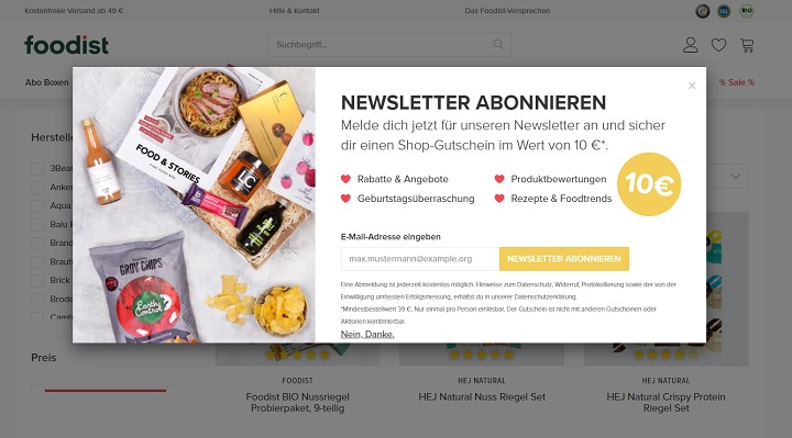 Foodist Newsletter Anmeldung