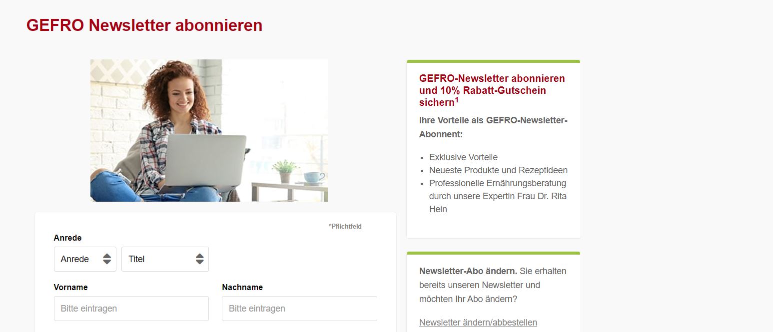 Gefro Newsletter Anmeldung