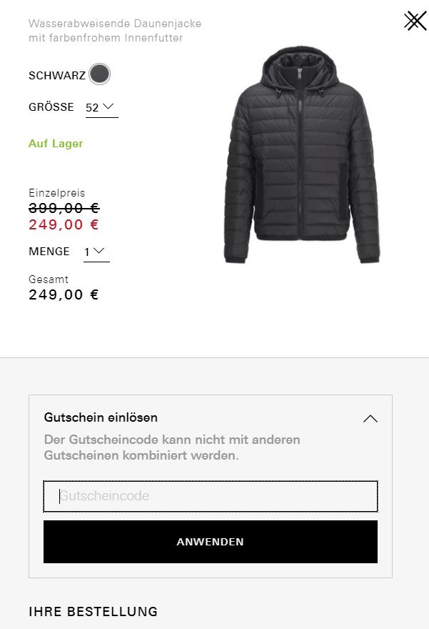 Hugoboss Gutschein einlösen