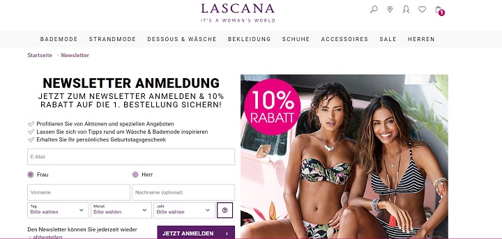 Lascana-Anmeldung