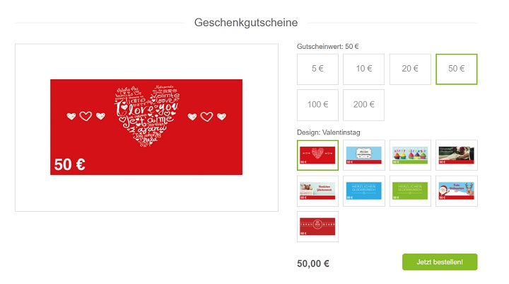 Geschenkgutscheine bei Myposter: