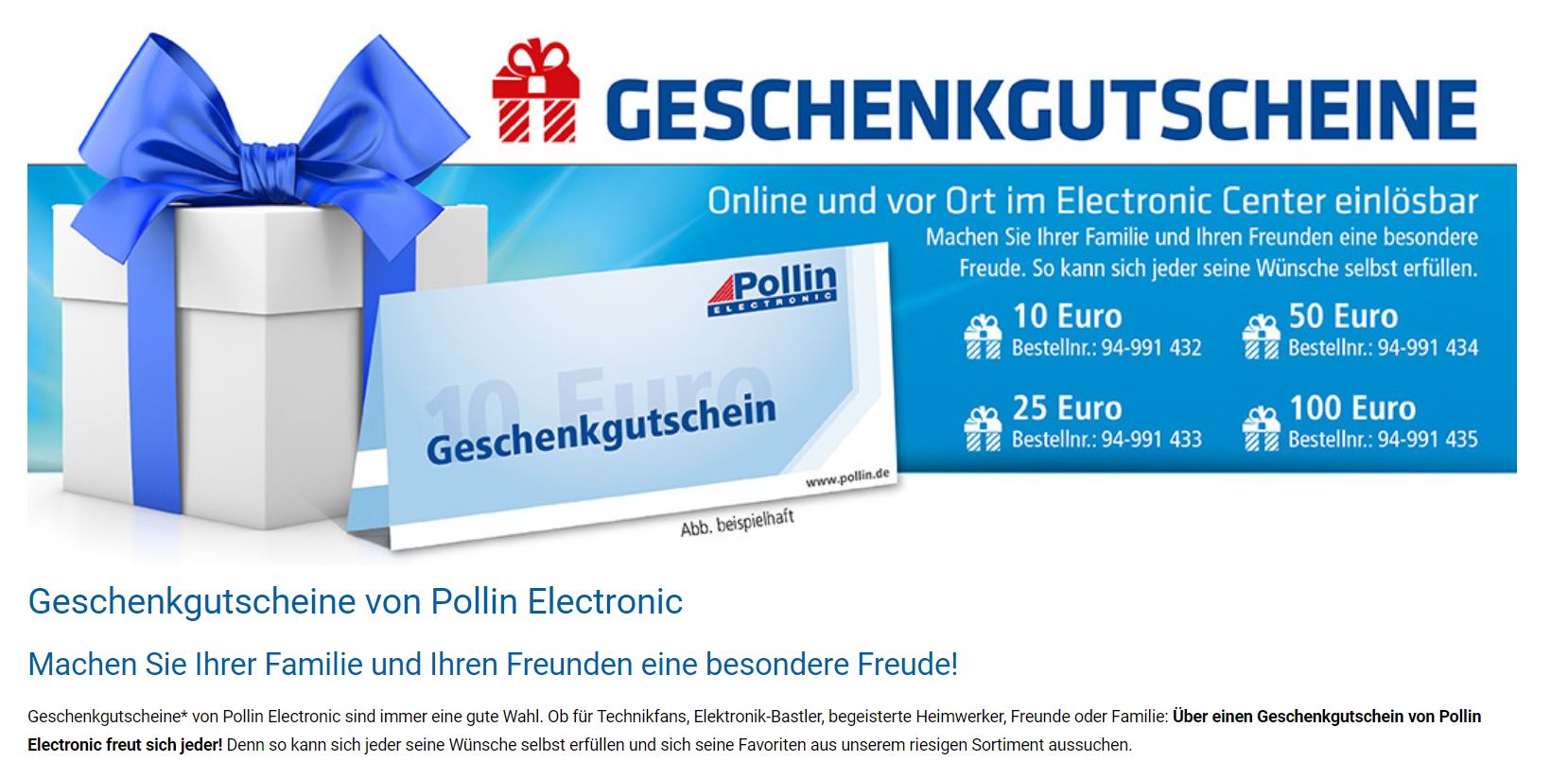 Pollin Geschenk Gutschein